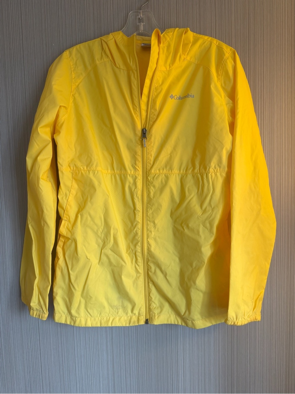 Columbia Bright Yellow Kids' Hooded Rain Jacket size XL